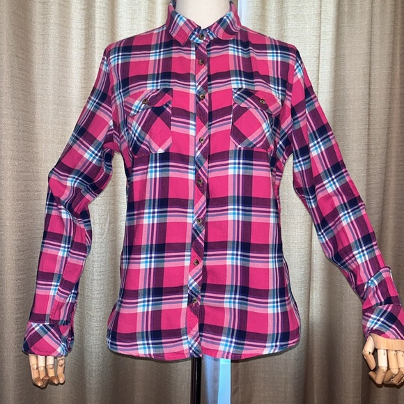 Aeropostale Tops - Aeropostale Plaid Button Down Shirt Pink Blue Womens XL